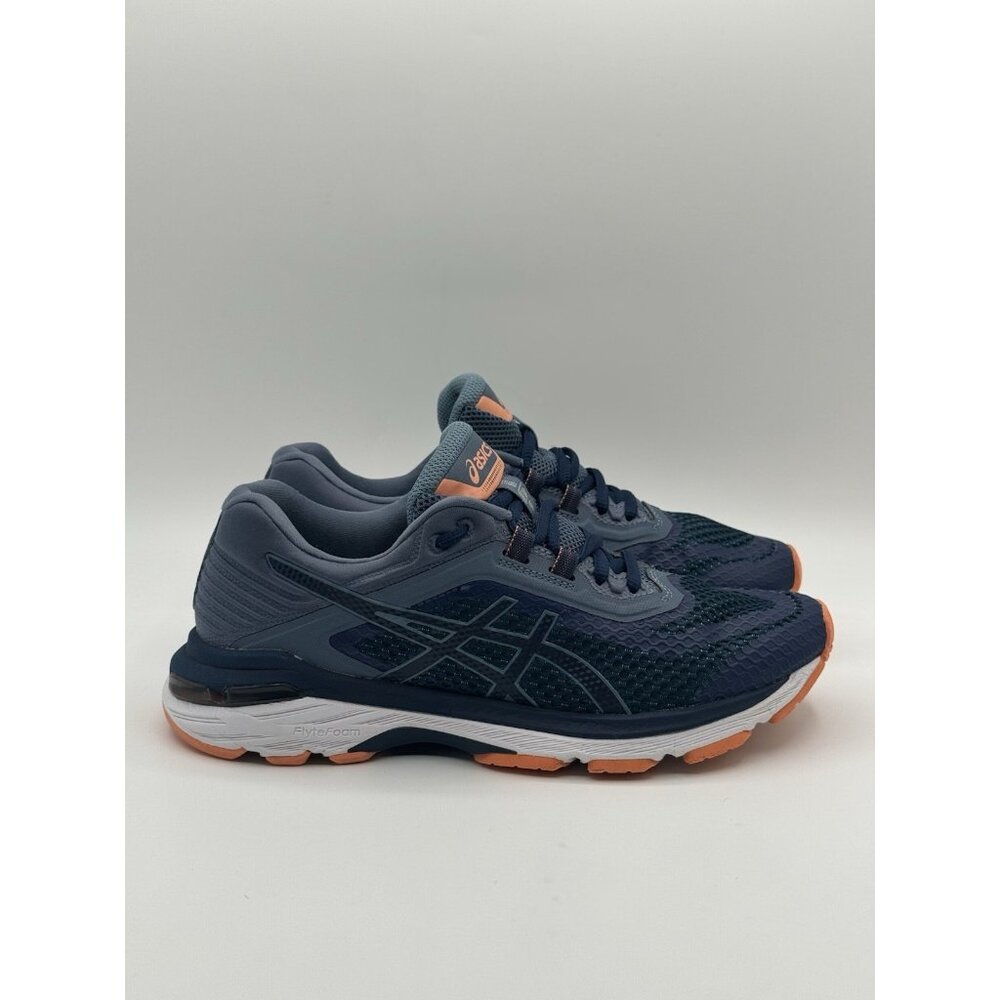 Asics GT-2000 Shoes Women Sz 7 Blue Orange FlyteFoam Running Athletic T855N